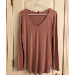 Long sleeve blush pink top